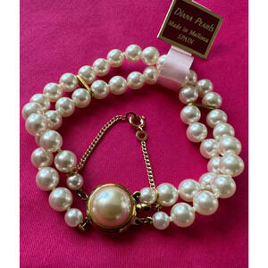 Vintage Cream Double Strand Mallorca Majorca Spain Spanish Bracelet Original Tag